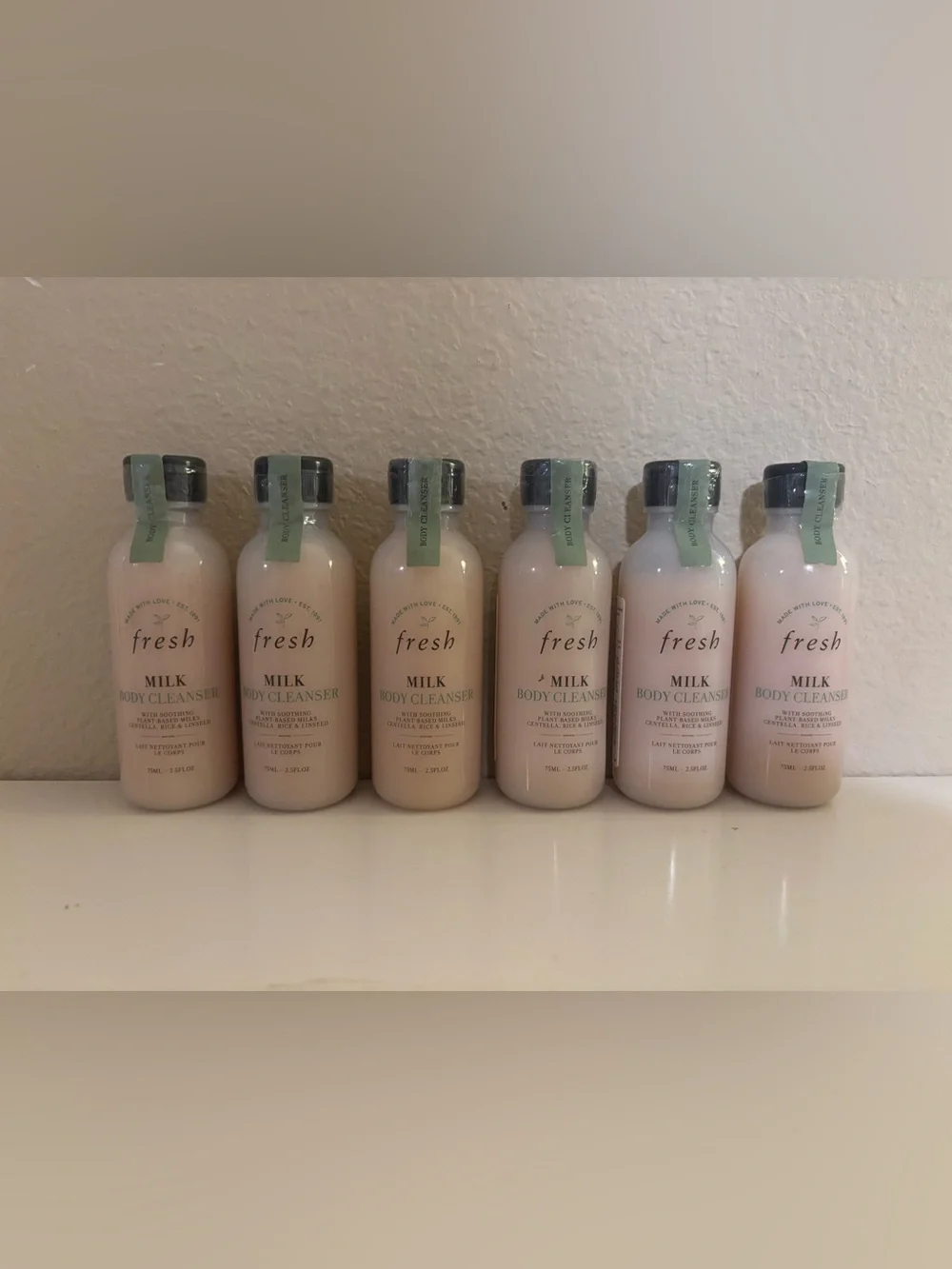 Bundle of 6 Travel Sized Fresh Milk Body Cleanser - 2.5 fl oz ea 15oz. Total